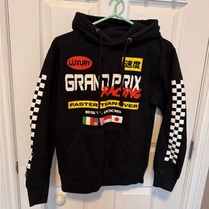 Women’s Fashion Nova Grand Prix Racing Hoodie Black Checkered Sleeves XS